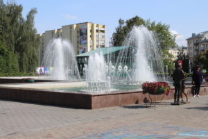 Fontana nel parco a Mogilev